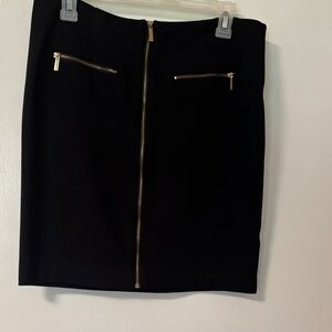 Adrienne Vittadini Black Pencil Skirt with Gold Zipper Accents